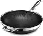 Hybrid Nonstick 12-Inch Wok, Stay-Cool Handle, Dishwasher-Friendly, Oven-Safe Up to 900°F, Induction Ready, Compatible with All Cooktops