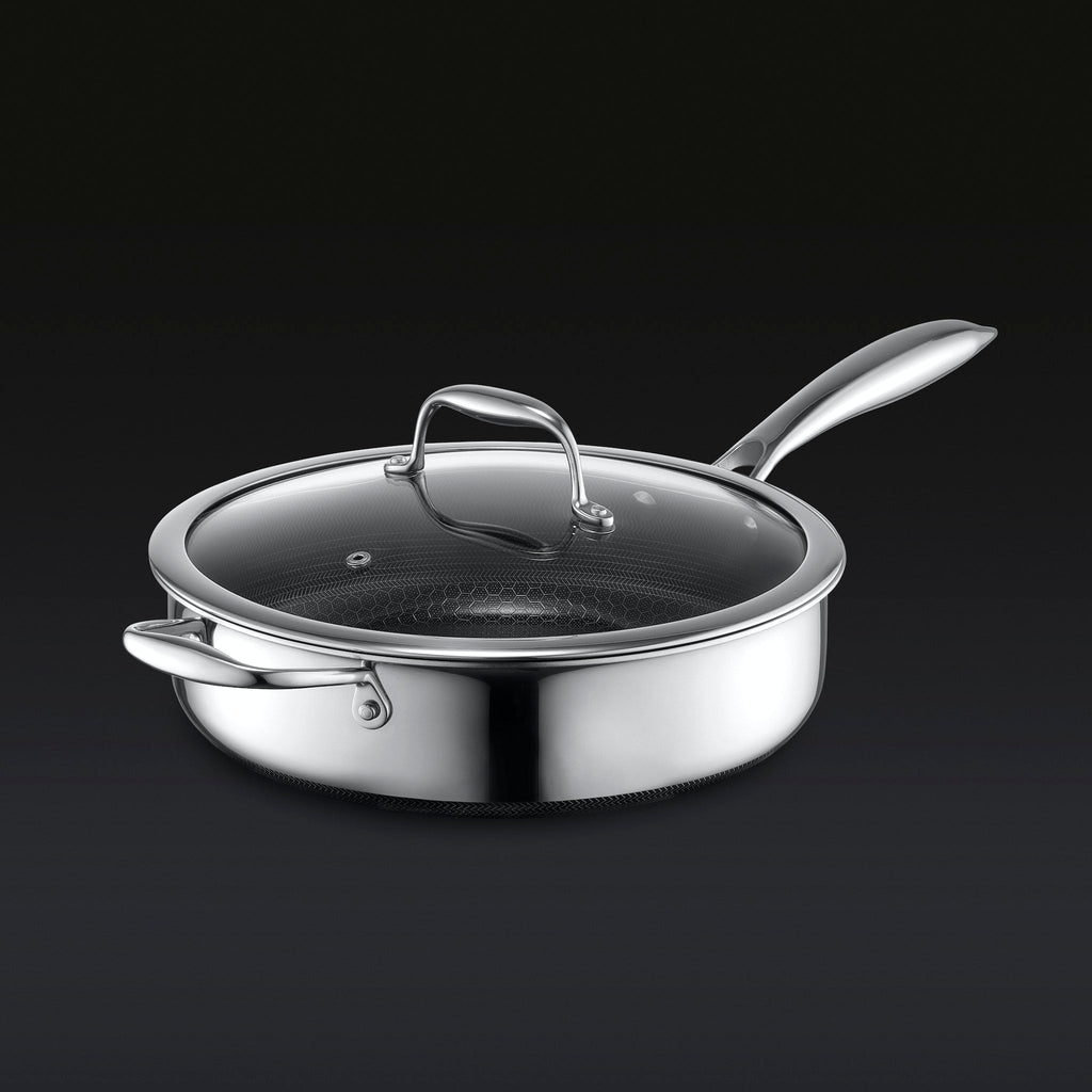 Hybrid Deep Sauté Pan with Lid, 3.3-Qt
